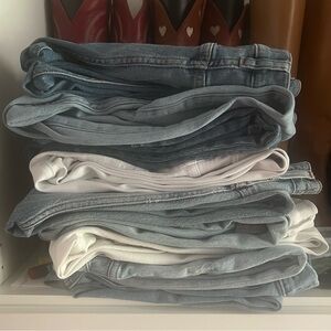 Blue and White Denim Jeans with Classic Weave